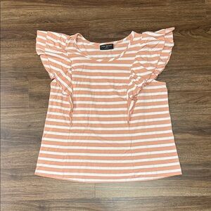 Women’s Lane Bryant Coral Striped Ruffle Sleeve Blouse